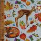 Preview: French Terry Herbstwald Stickstyle hellgrau orange braun – F